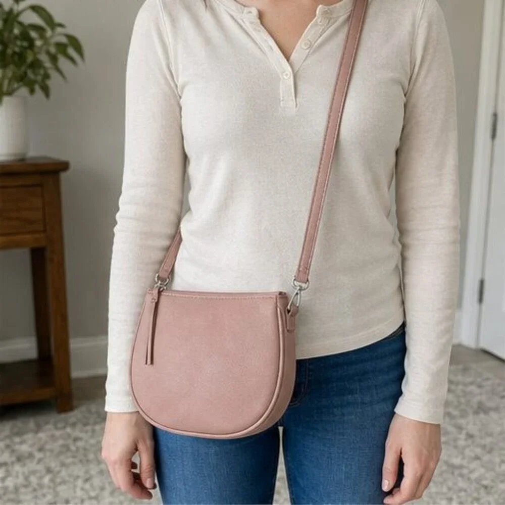 Gray Pebbled Crossbody Bag